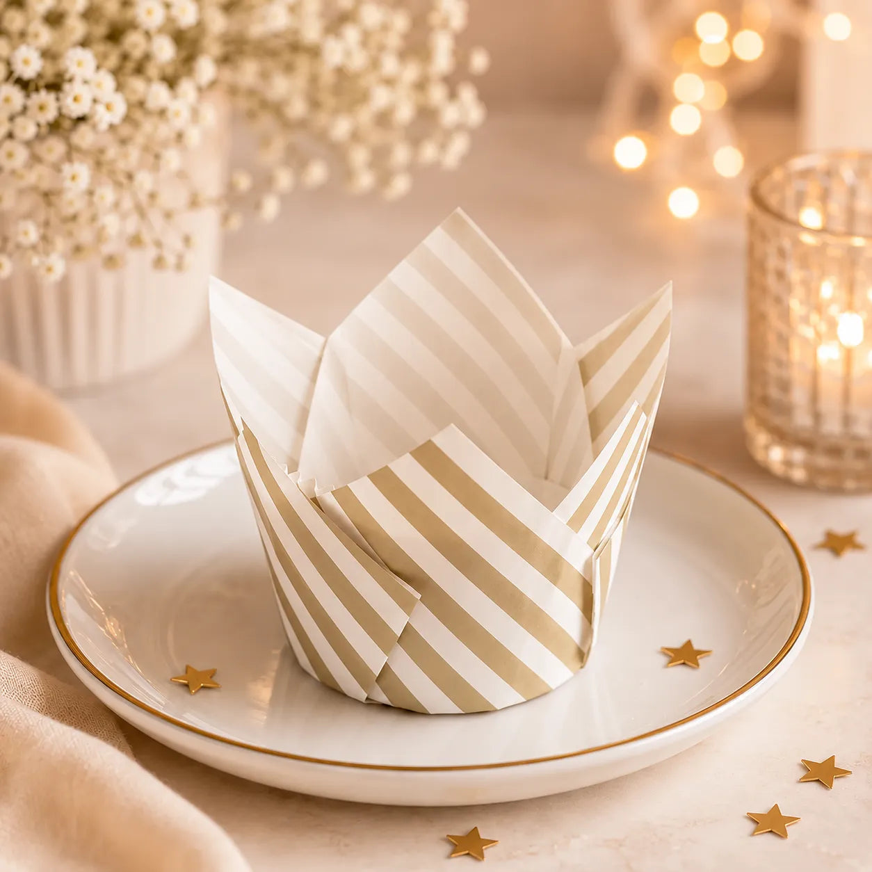 Caissette Cupcake en Papier Rayée tendance