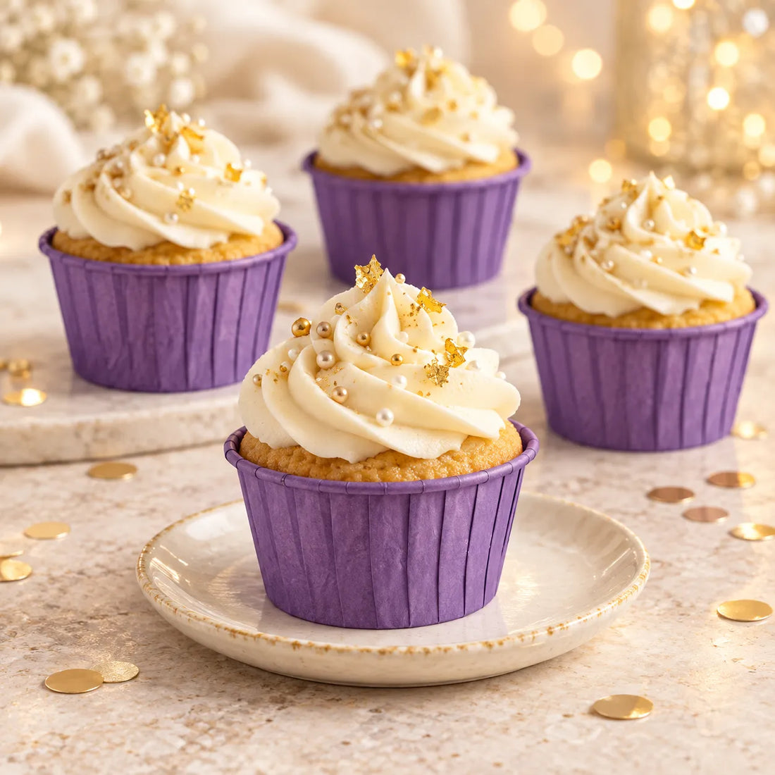 Caissette Muffin En Papier Violet élégant