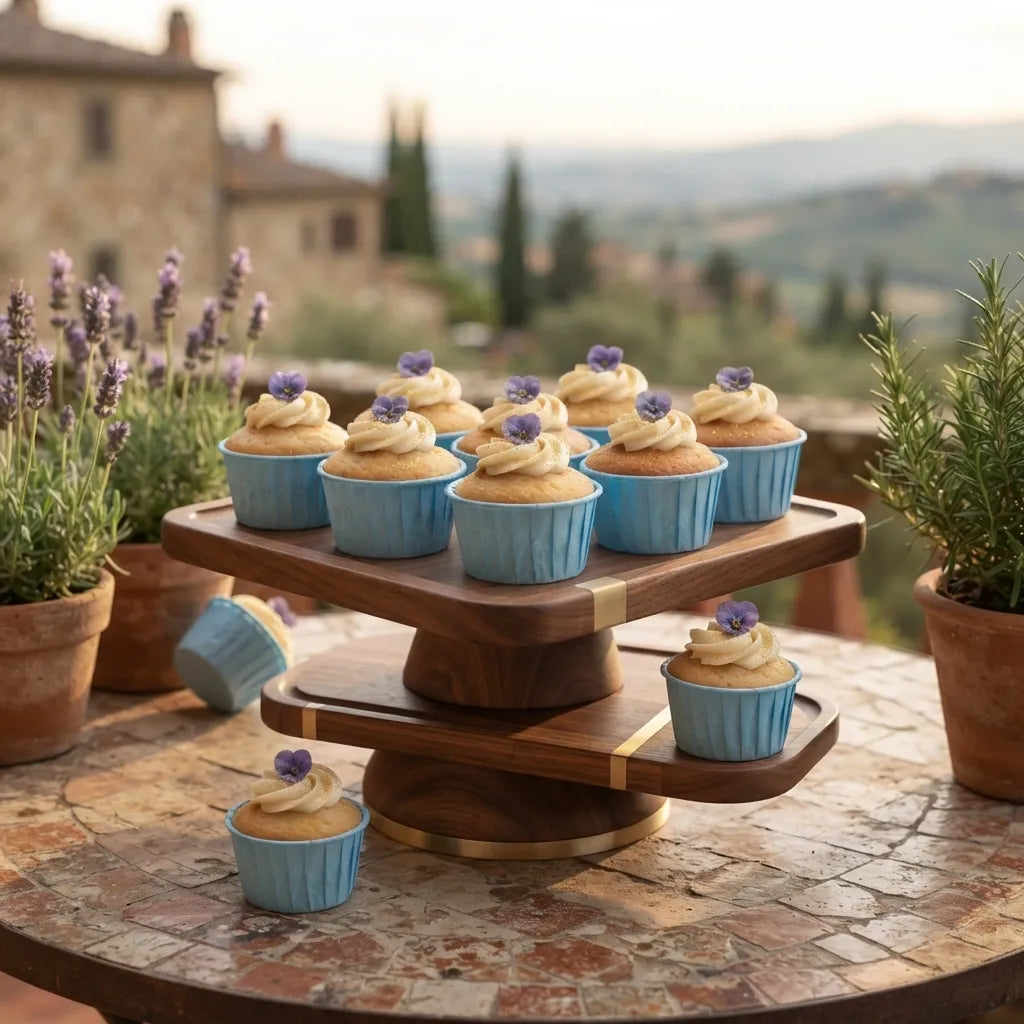 Caissette Muffin en Papier Bleu Minimaliste