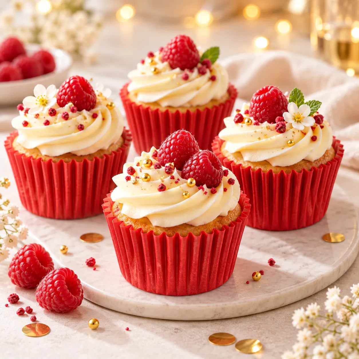 Caissette pour Cupcake en Papier Rouge chic