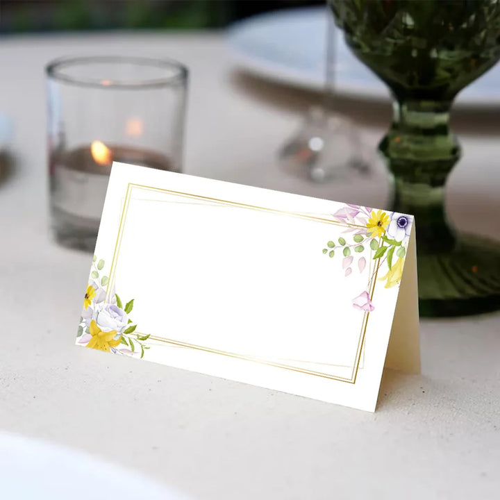 Carte Marque Place Mariage Motif Fleuri