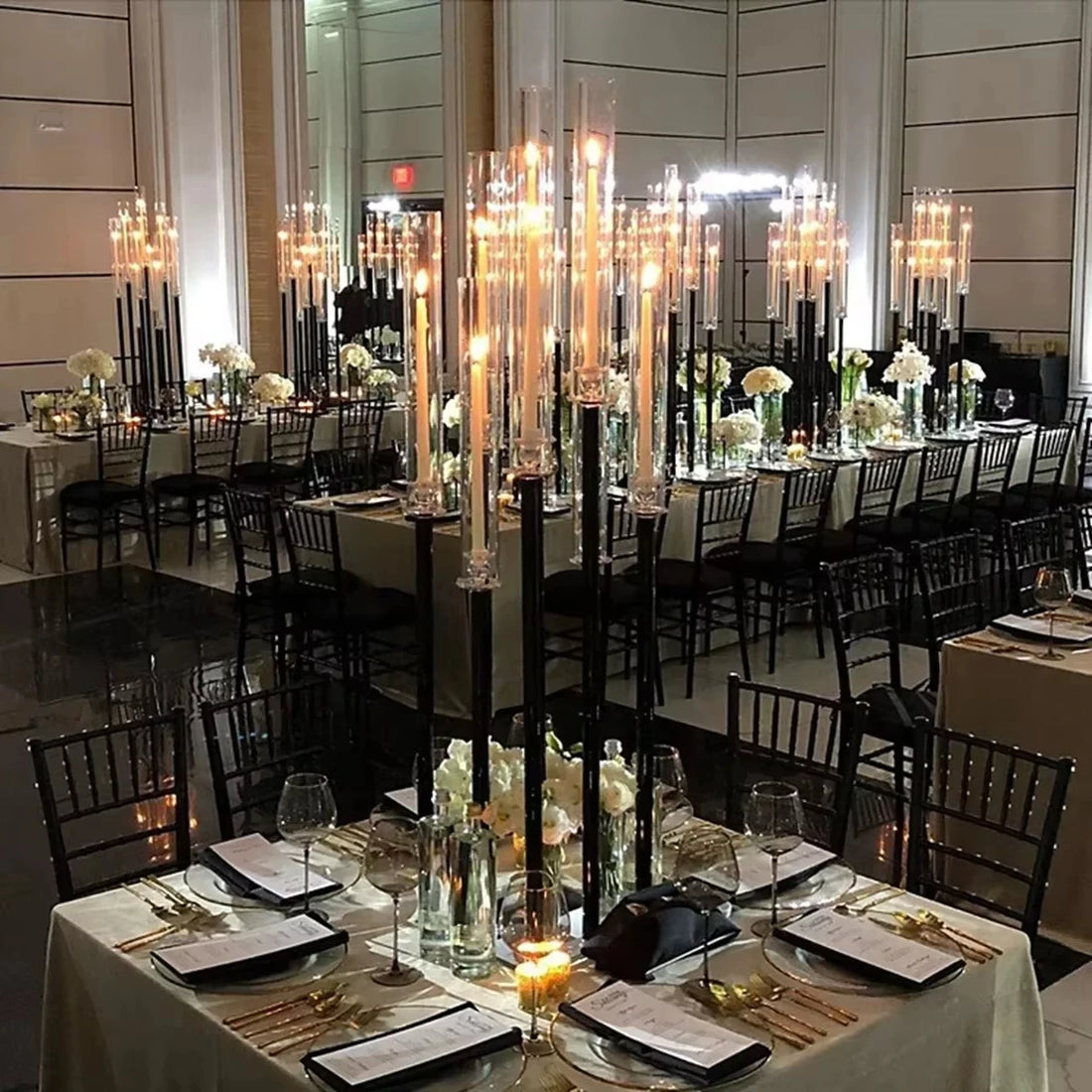 Centre de Table Mariage Noir et Blanc