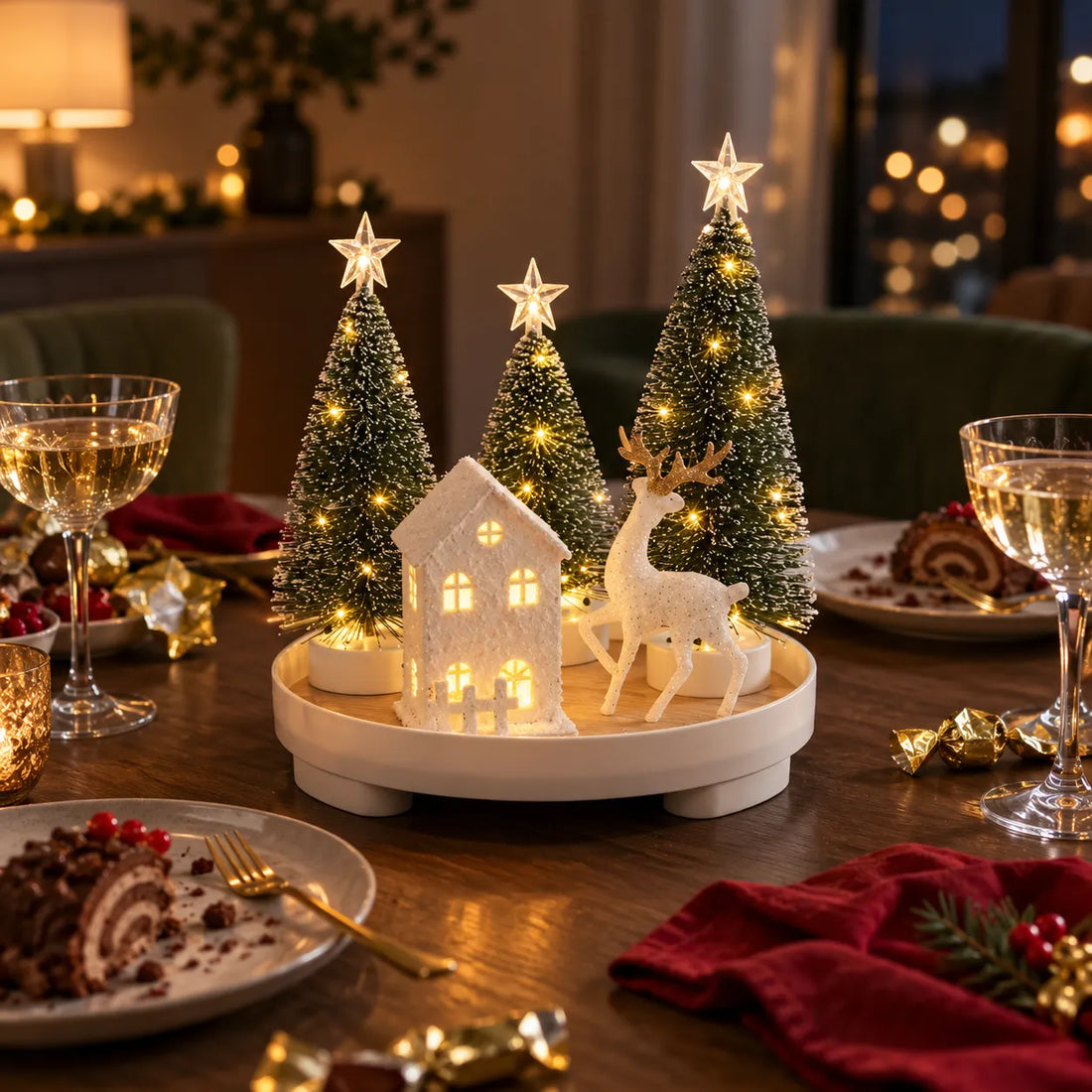 Centre de Table Noël Moderne Lumineux Sapin