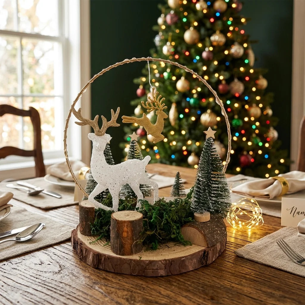 Centre de Table en Rondin de Bois Design Amusant