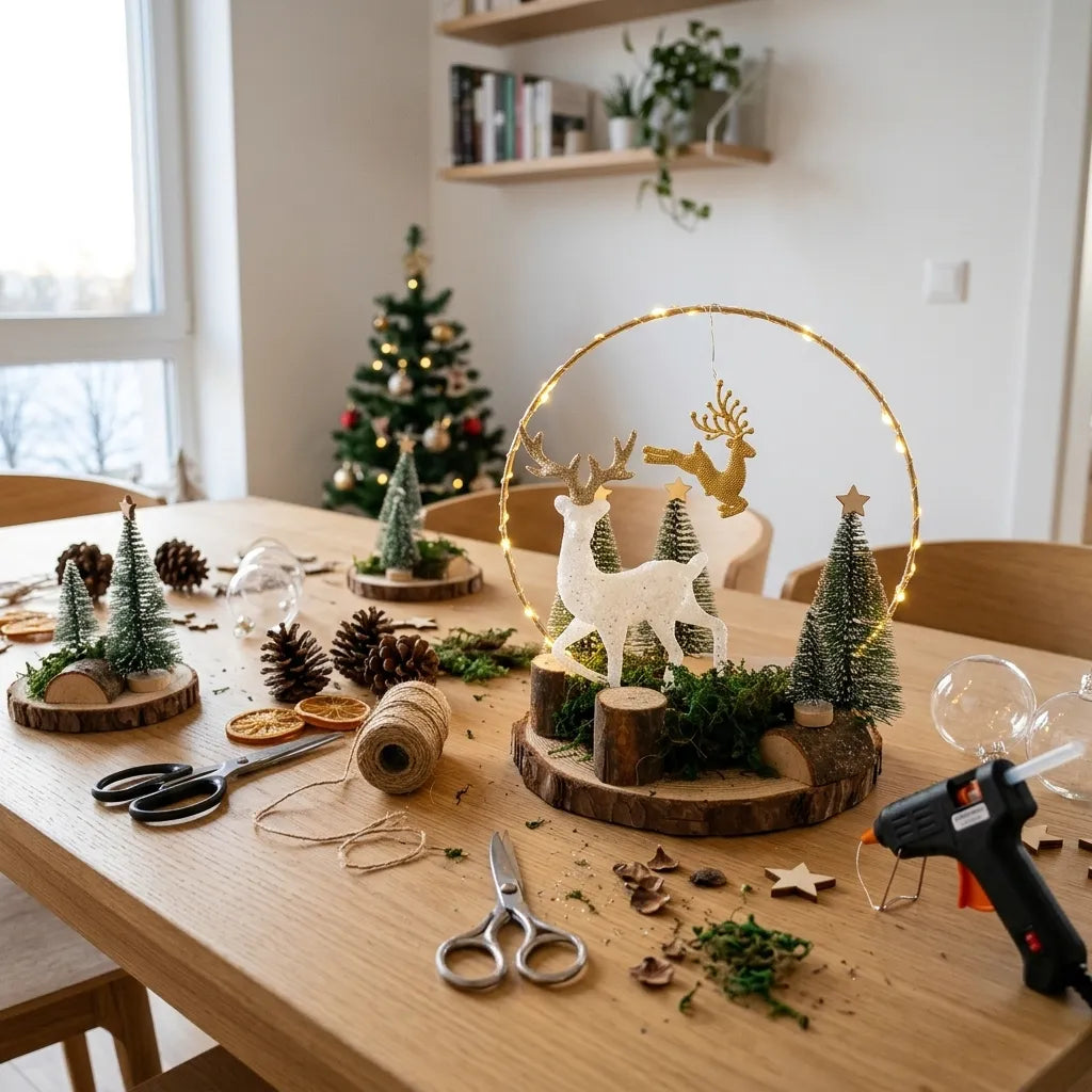 Centre de Table en Rondin de Bois Design Harmonieux