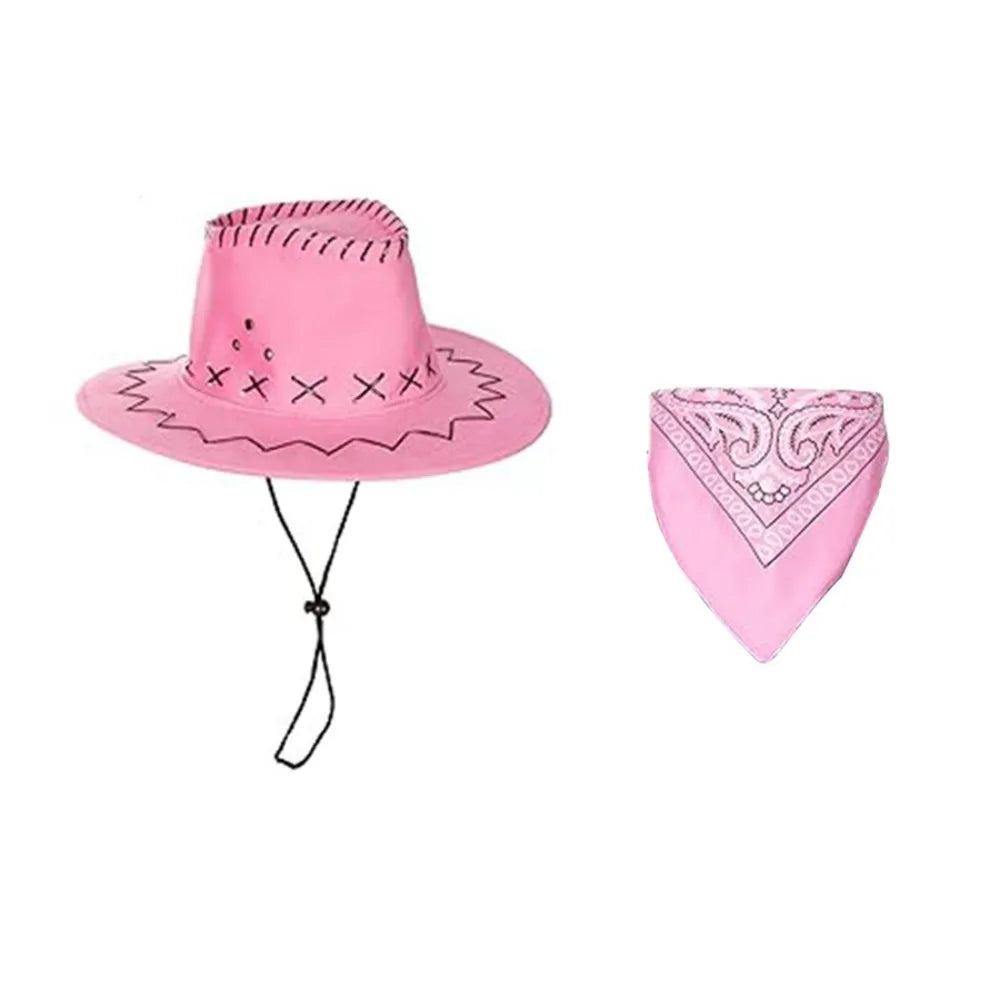 Chapeau Et Bandana Cowgirl Rose complet