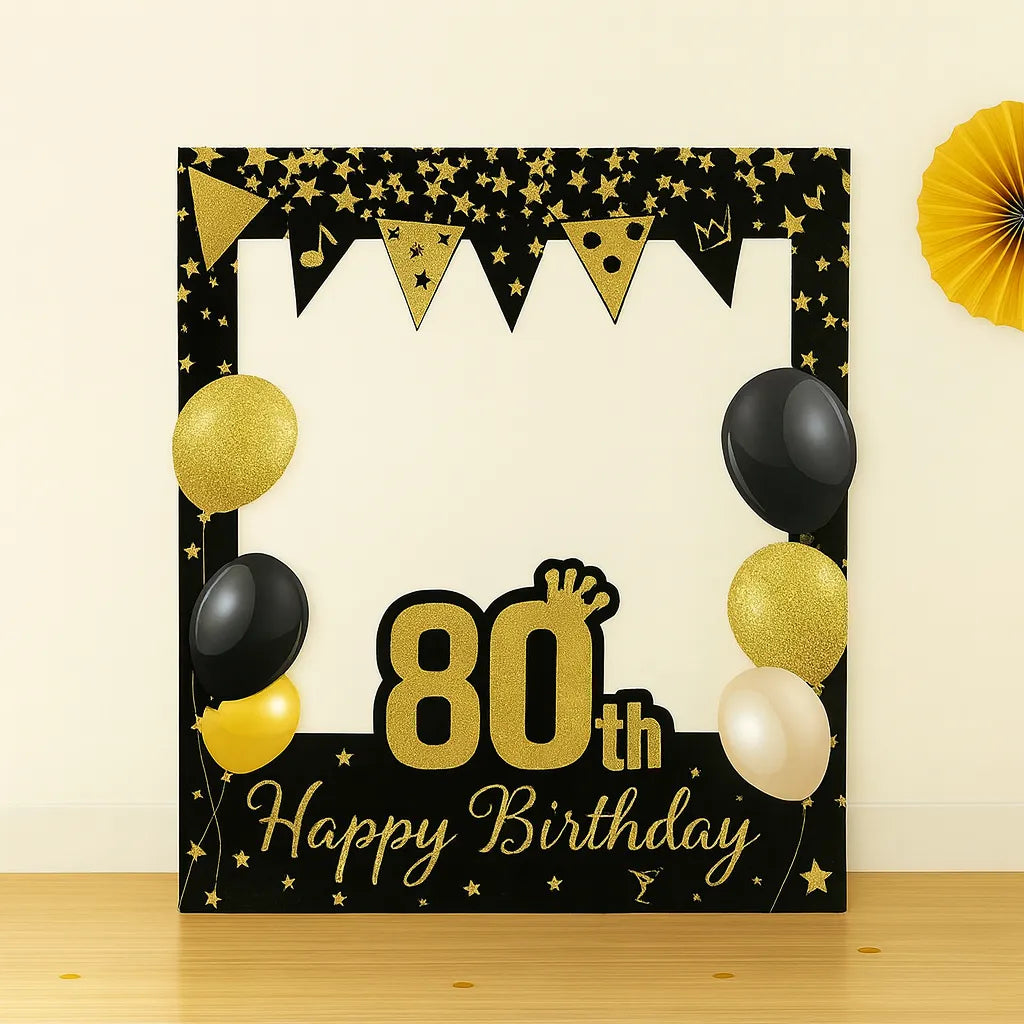 Cadre Photobooth Happy Birthday à Paillettes 80