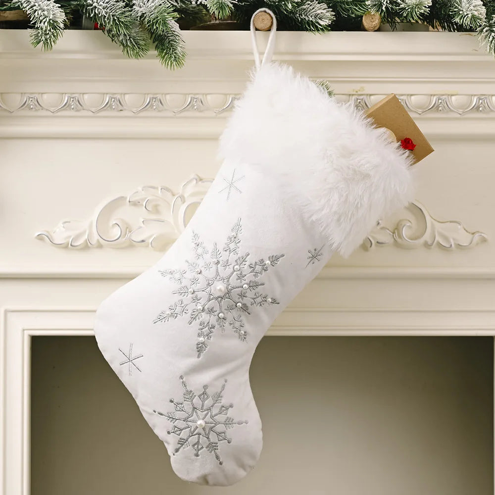Chaussette Noël Blanche à Fourrure