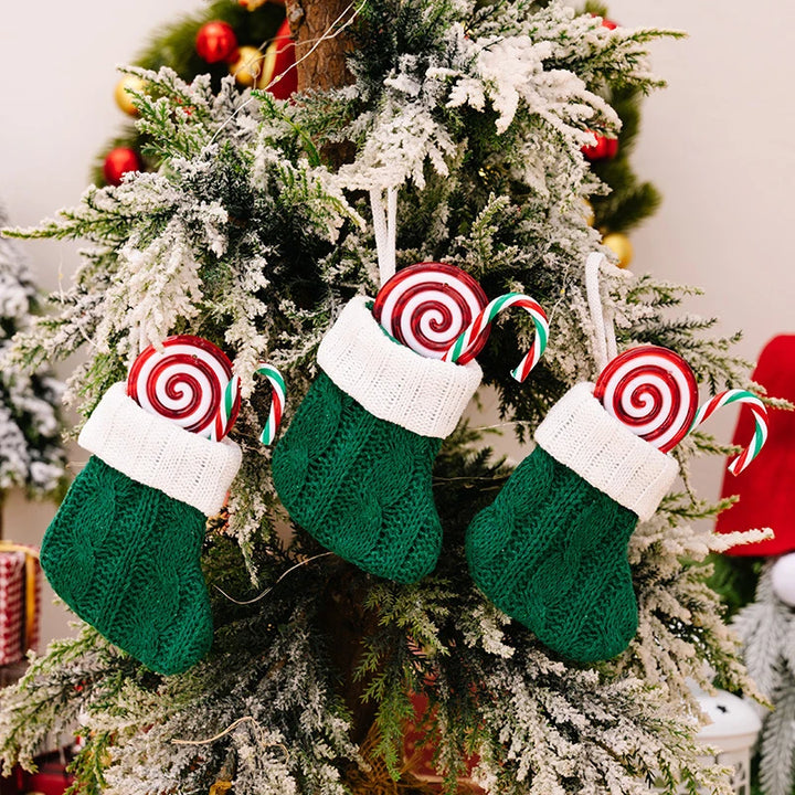 Chaussette Noël Crochet Vert et Blanc