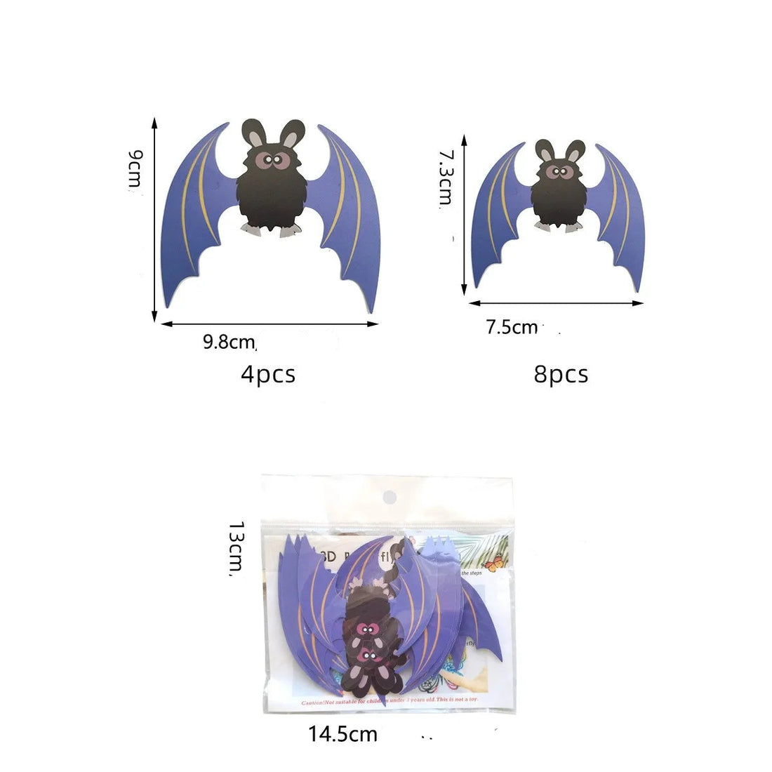 Chauves-Souris 3D Muraux Déco Halloween taille