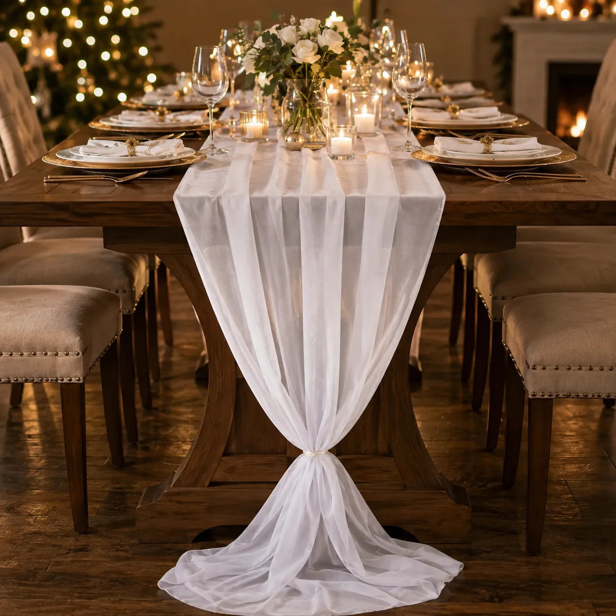 Chemin de Table Blanc Mariage