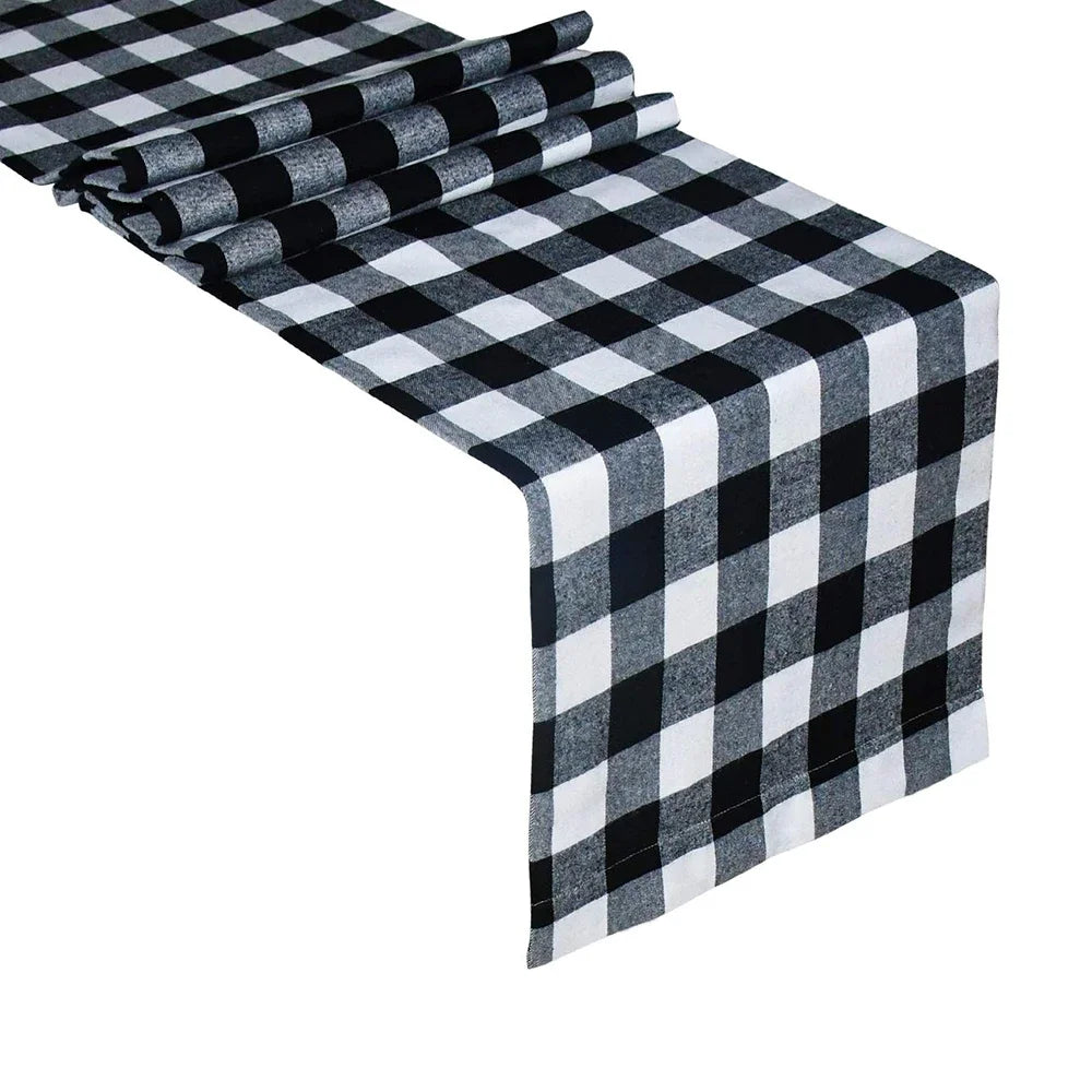 Chemin de Table Carreaux Noir et Blanc