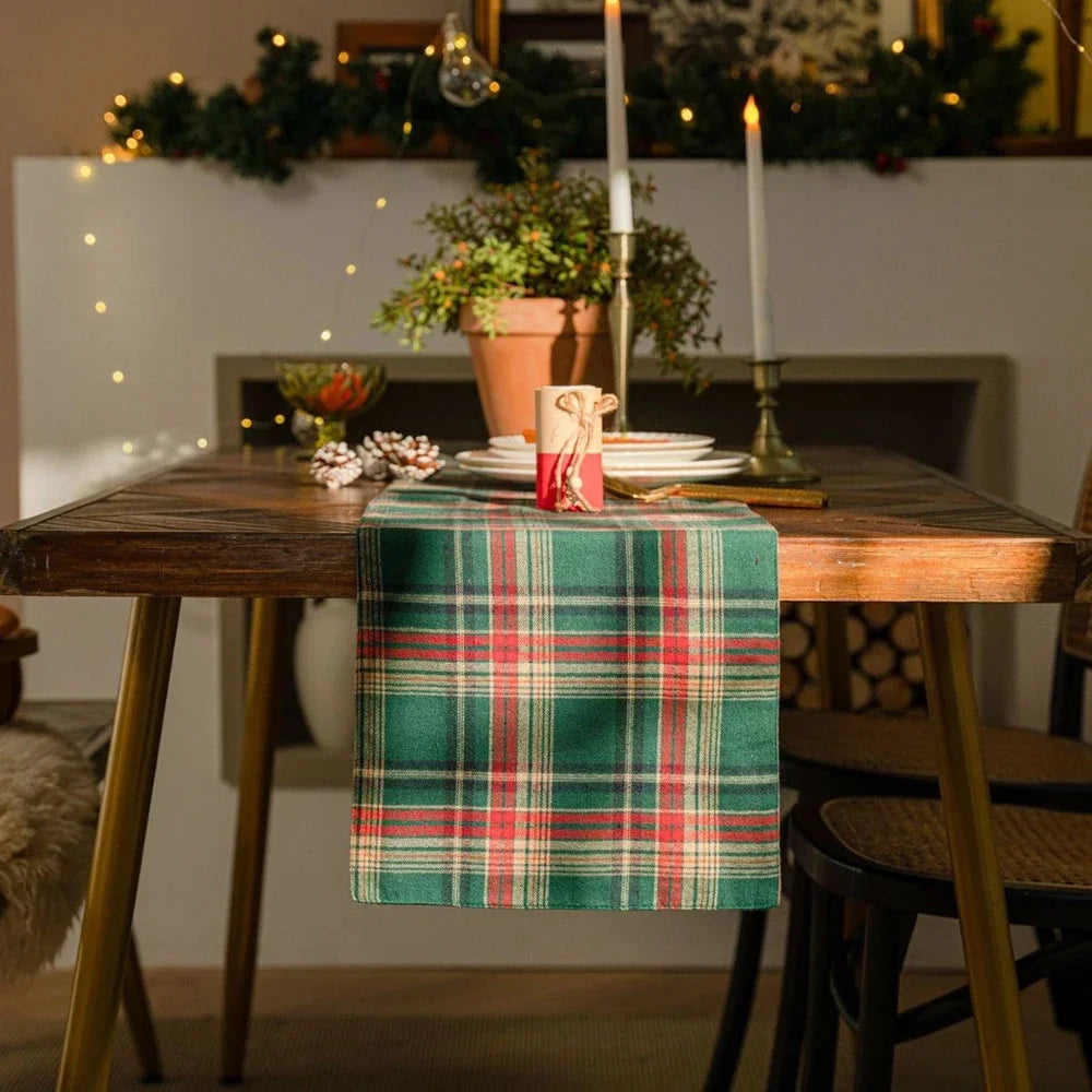 Chemin de Table Carreaux Vert Noël