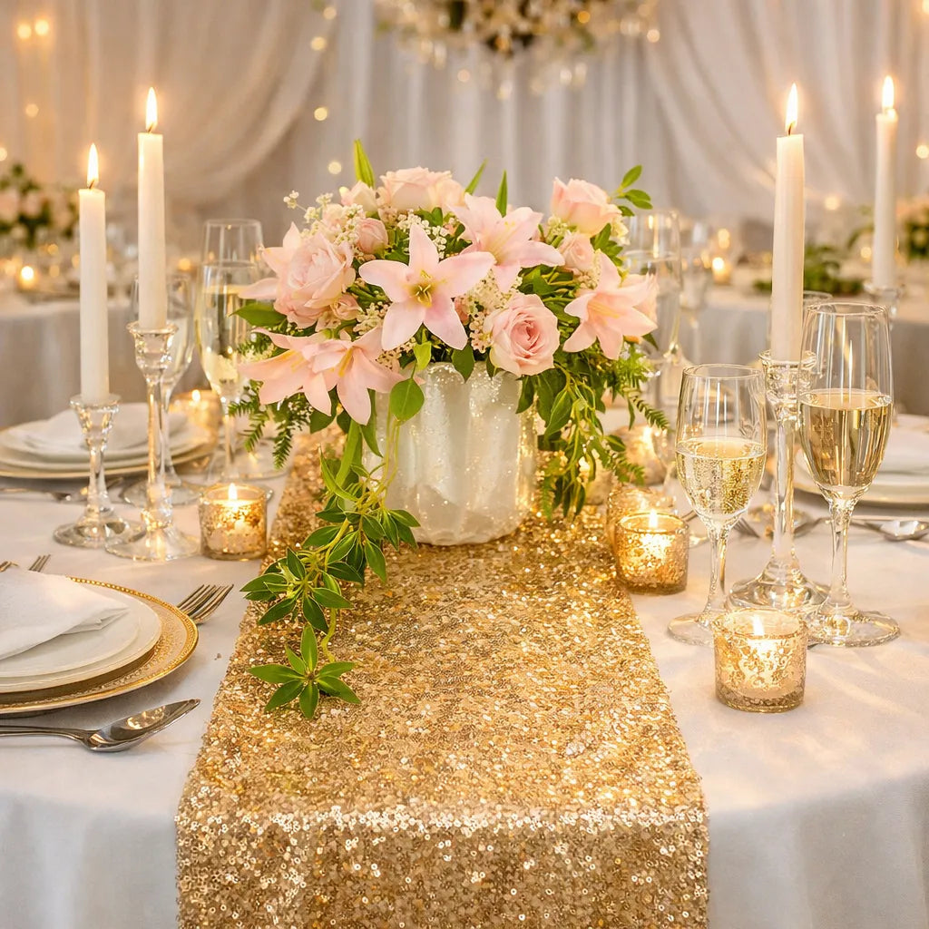 Chemin de Table Doré Mariage