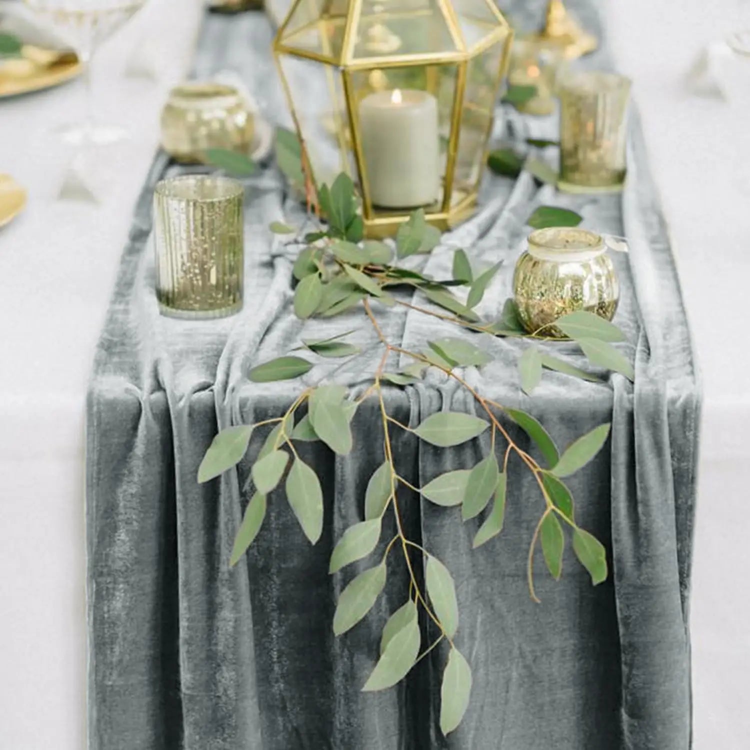 Chemin de Table Mariage Gris velouté Chic