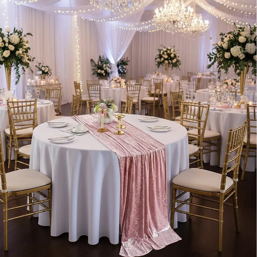 Chemin de Table Mariage Rose en Velours
