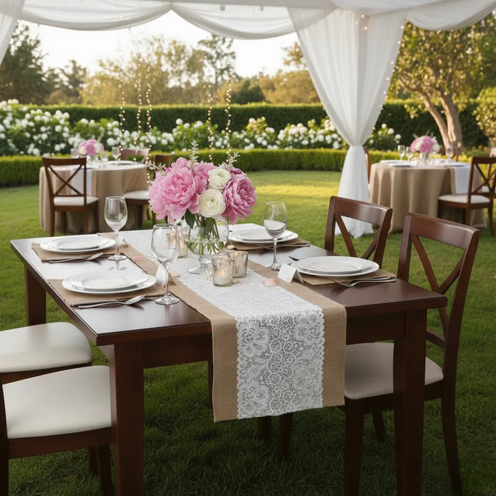 Chemin de Table Mariage Vintage en Jute