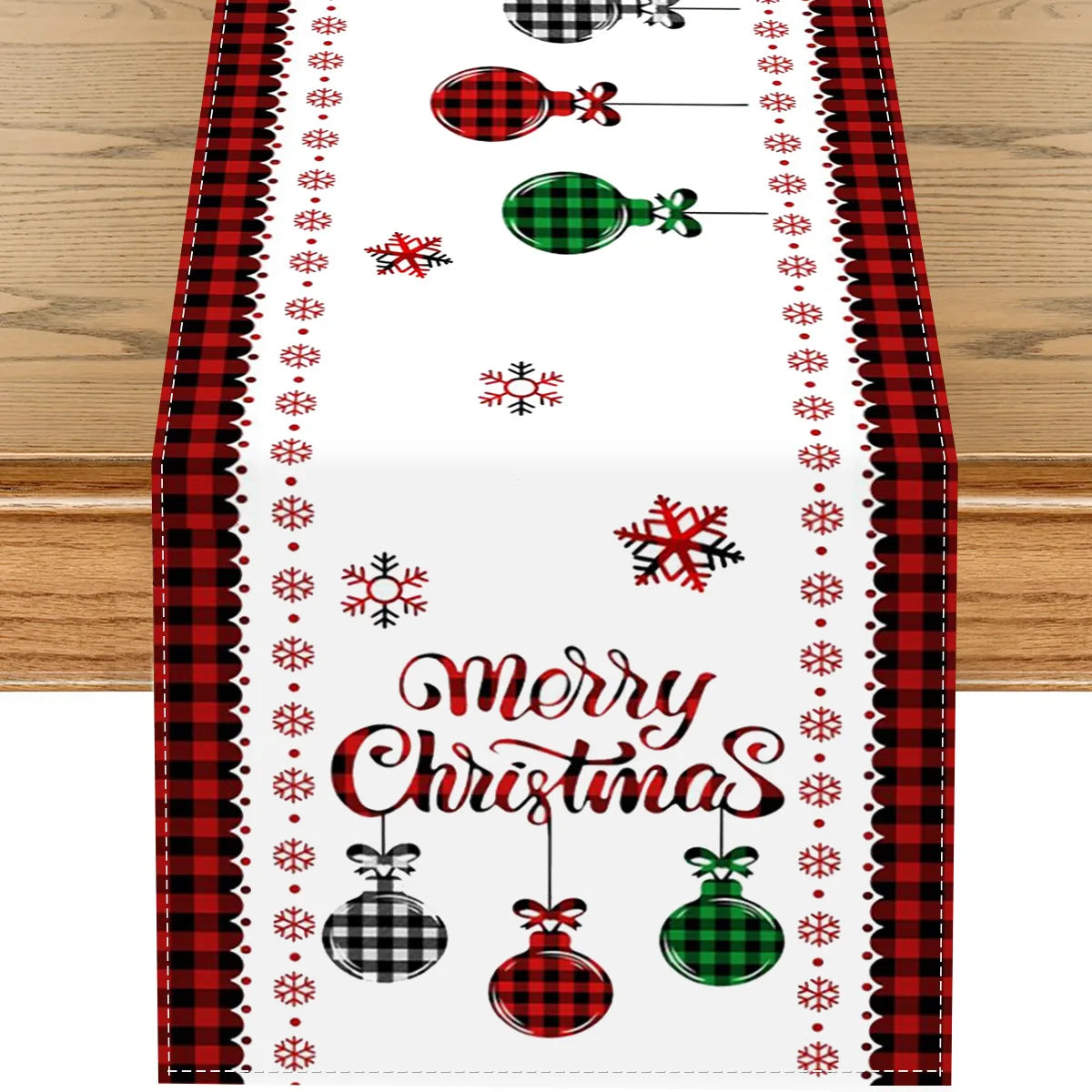 Chemin de Table Merry Christmas en Lin