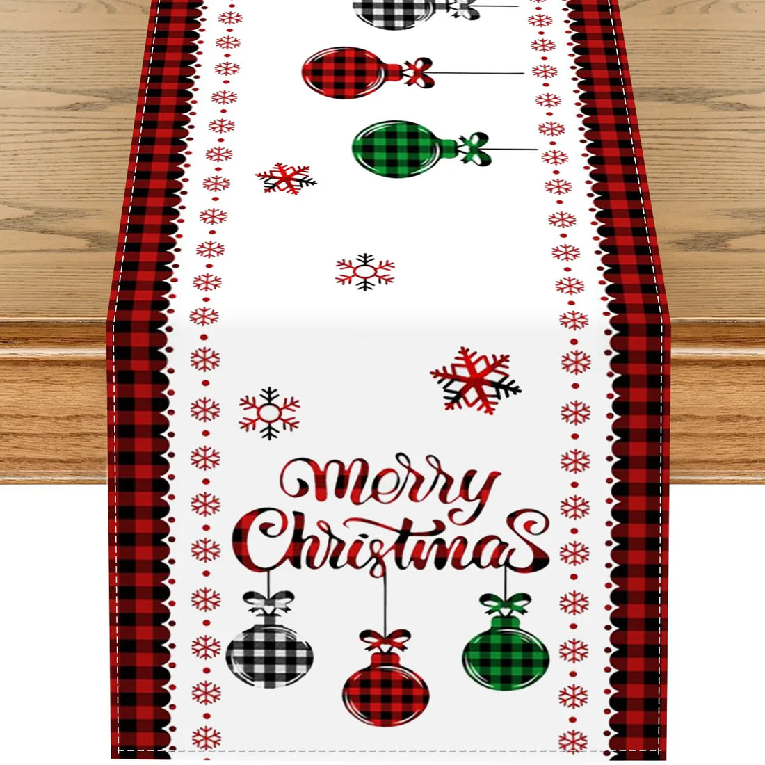 Chemin de Table Merry Christmas en Lin