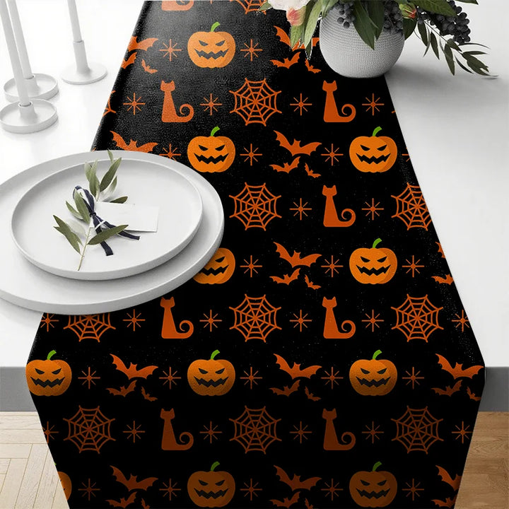 Chemin de Table Noir Motif Orange