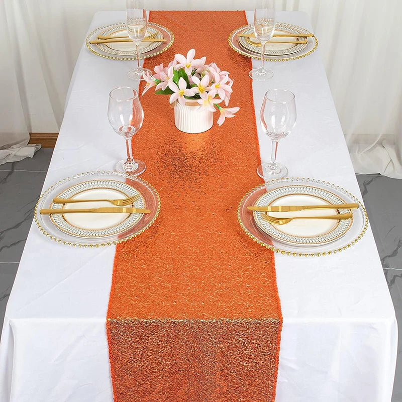Chemin de Table Orange Pailletée Chic