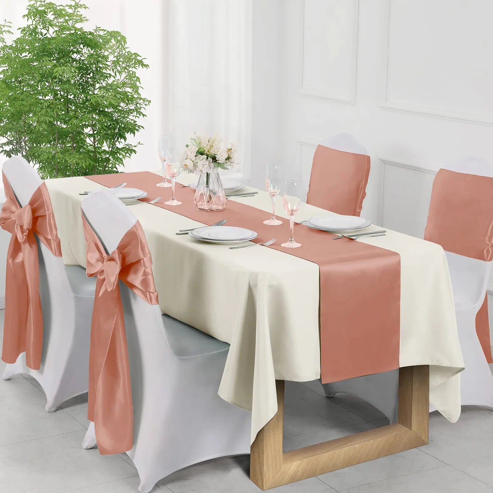 Chemin de Table Satin Rose Gold