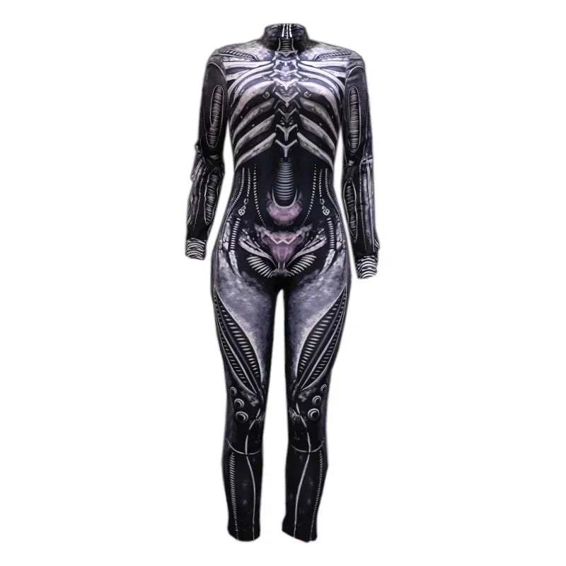 Combinaison Femme Squelette en Polyester 