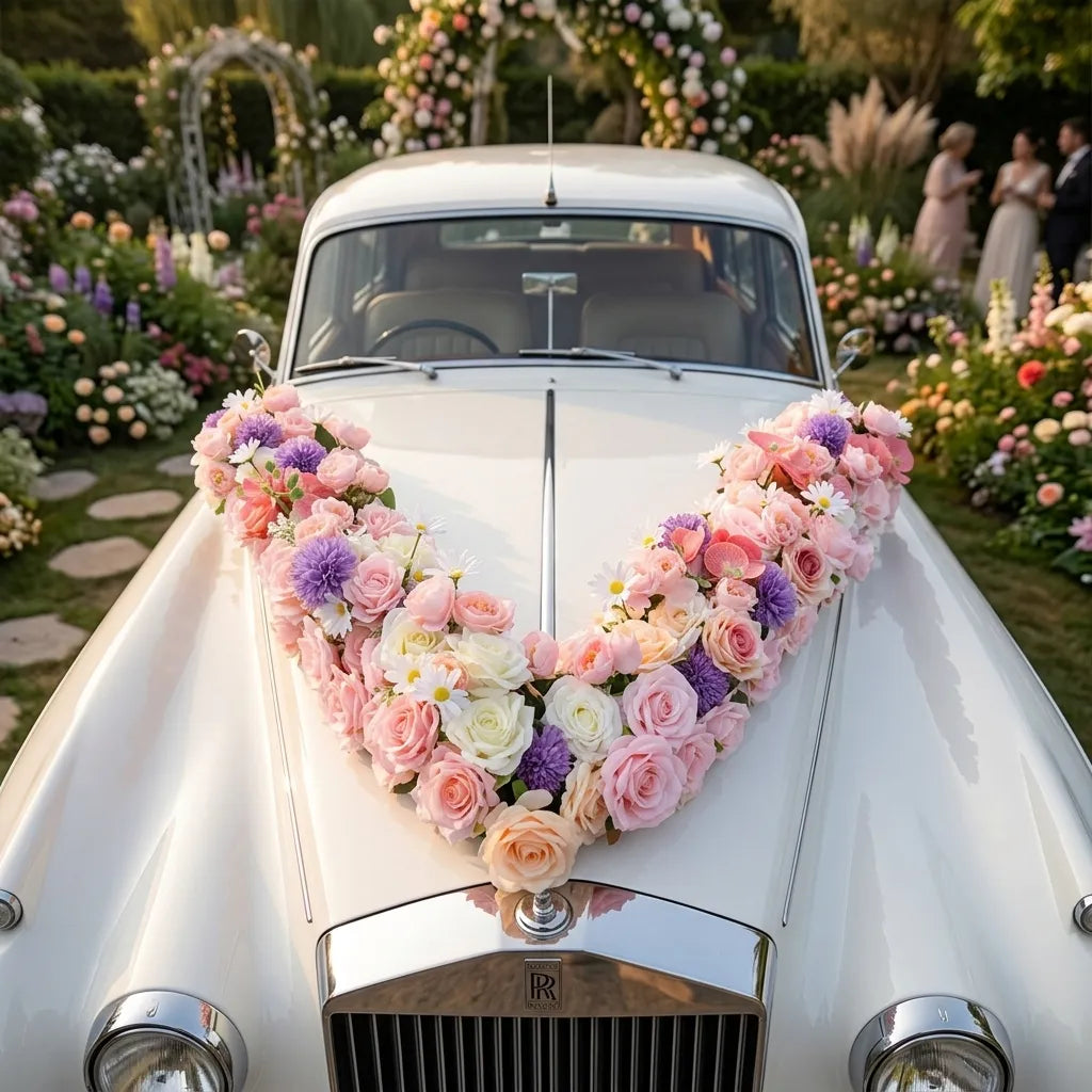 Composition Florale pour Capot Voiture Mariage Somptueux