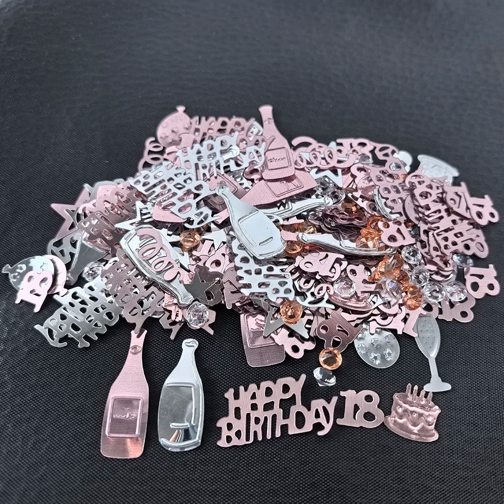 Confettis de Table Or Rose Anniversaire 18 Ans Design