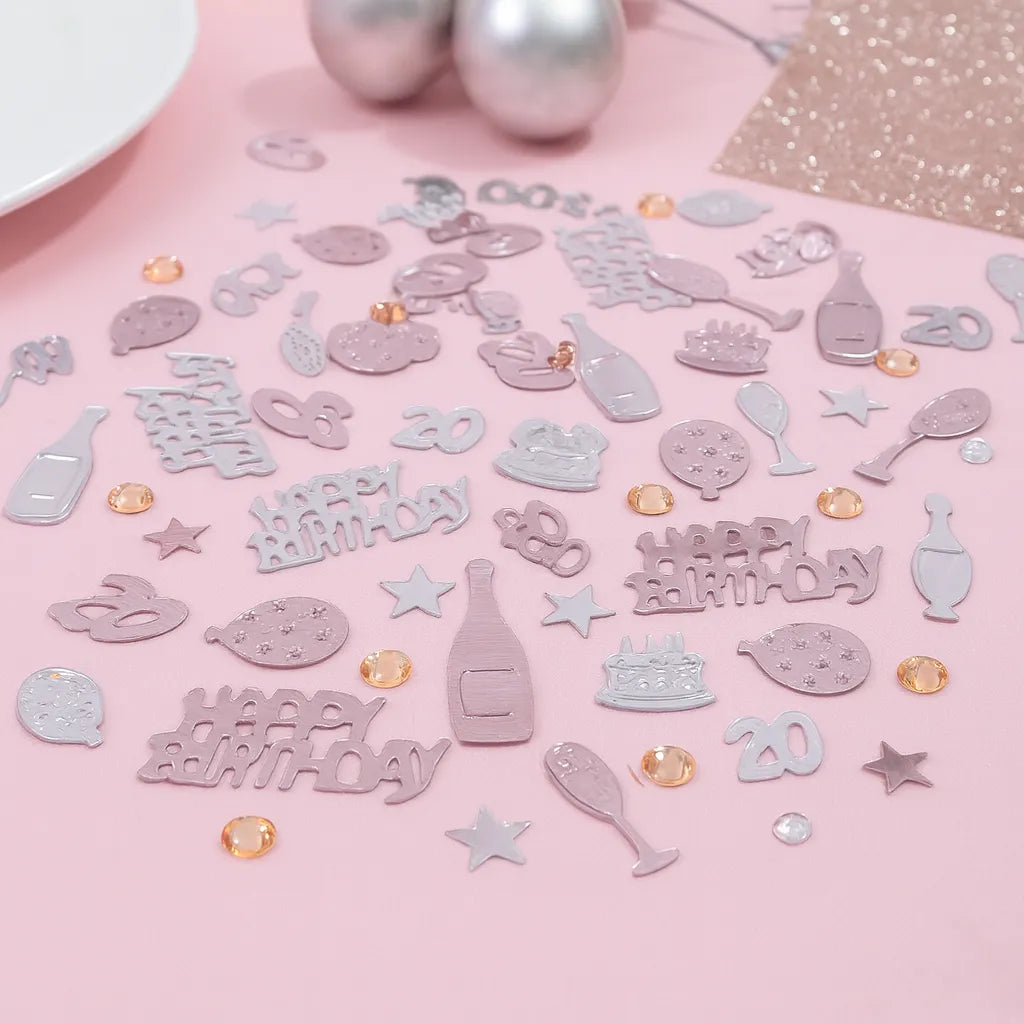 Confettis de Table Or Rose Anniversaire 20 Ans