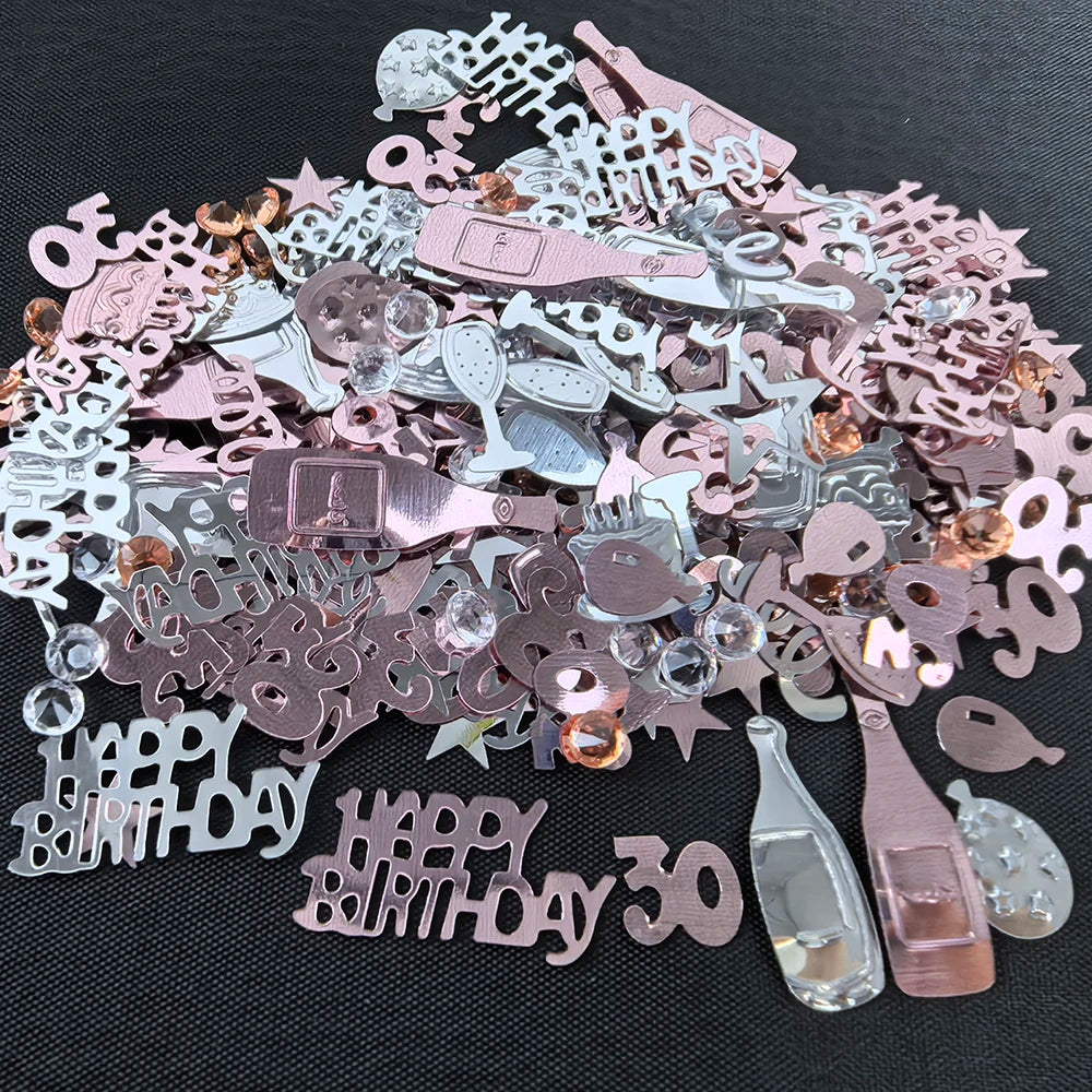 Confettis de Table Or Rose Anniversaire 30 Ans Design