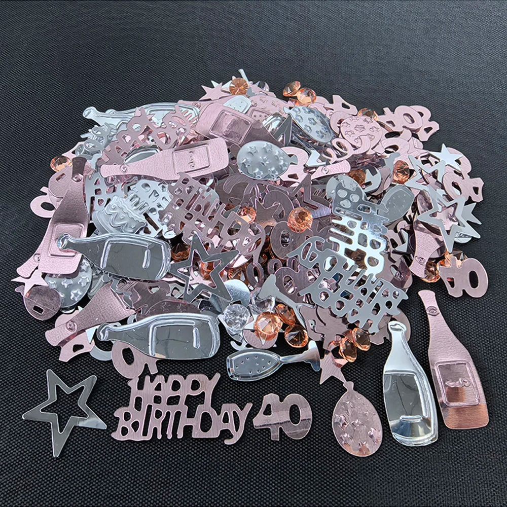 Confettis de Table Or Rose Anniversaire 40 Ans Original