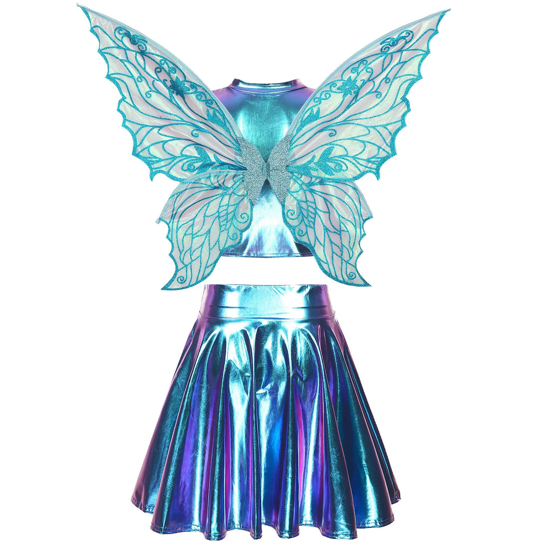 Costume Fée Bleu Métallisé Dos