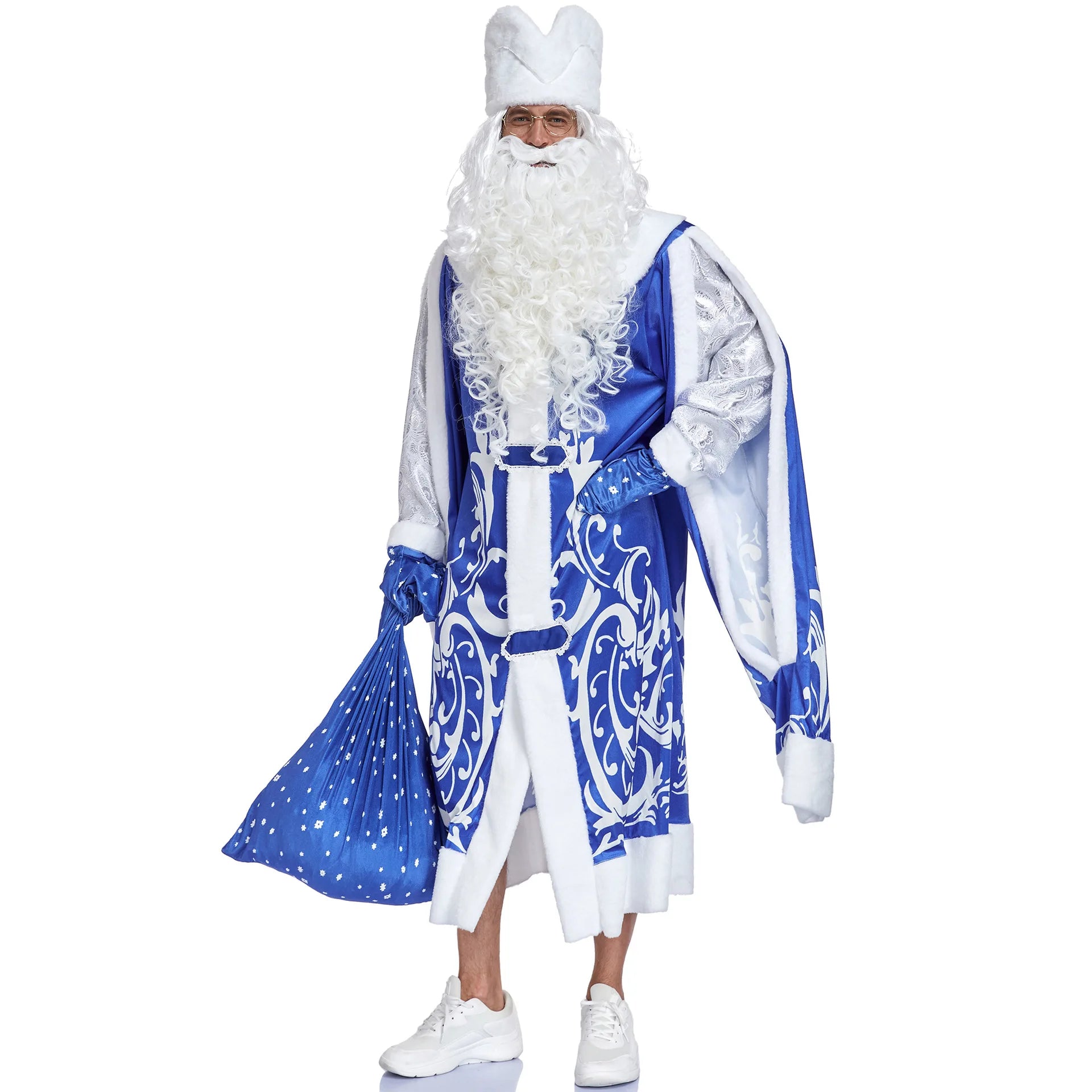 Costume Père Noël Bleu Accessoirisé Hivernal