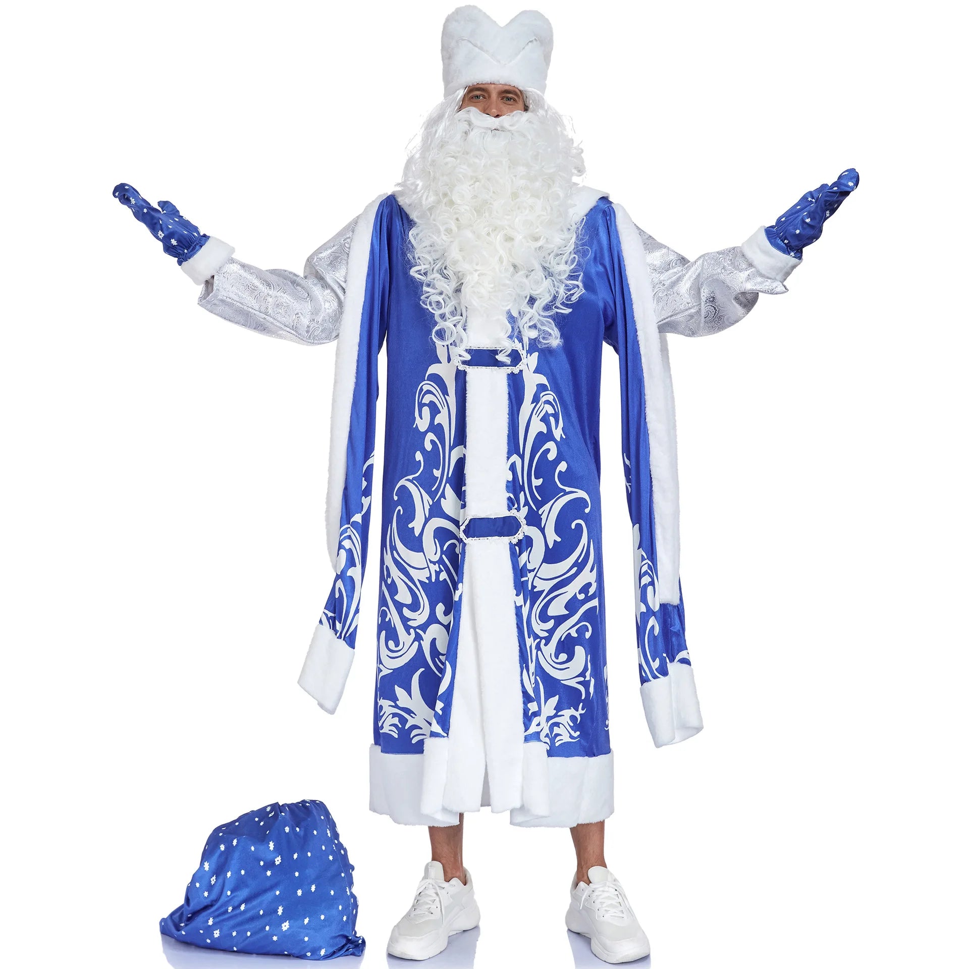 Costume Père Noël Bleu Accessoirisé Minimaliste