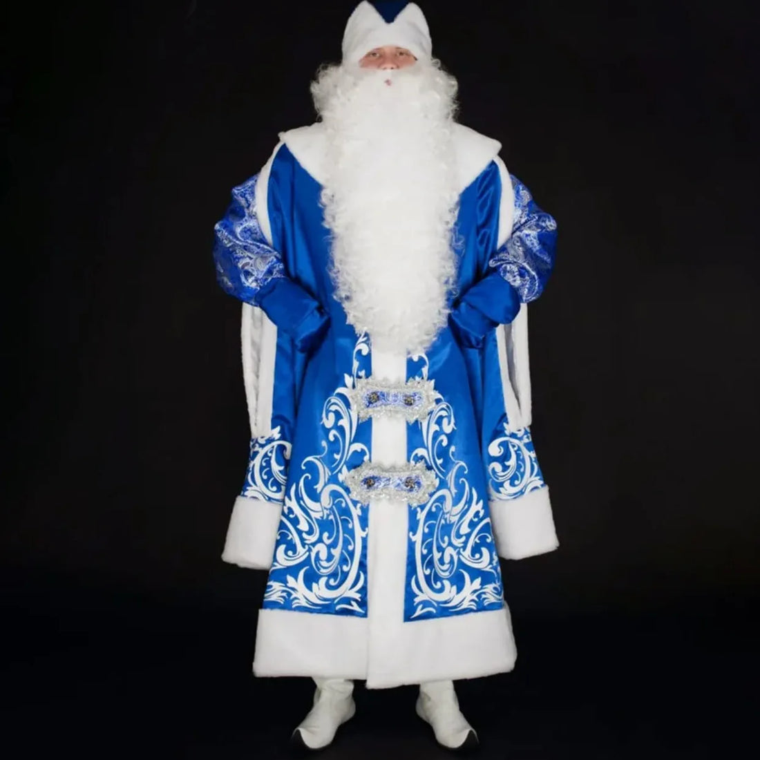 Costume Père Noël Bleu Accessoirisé Rembourré