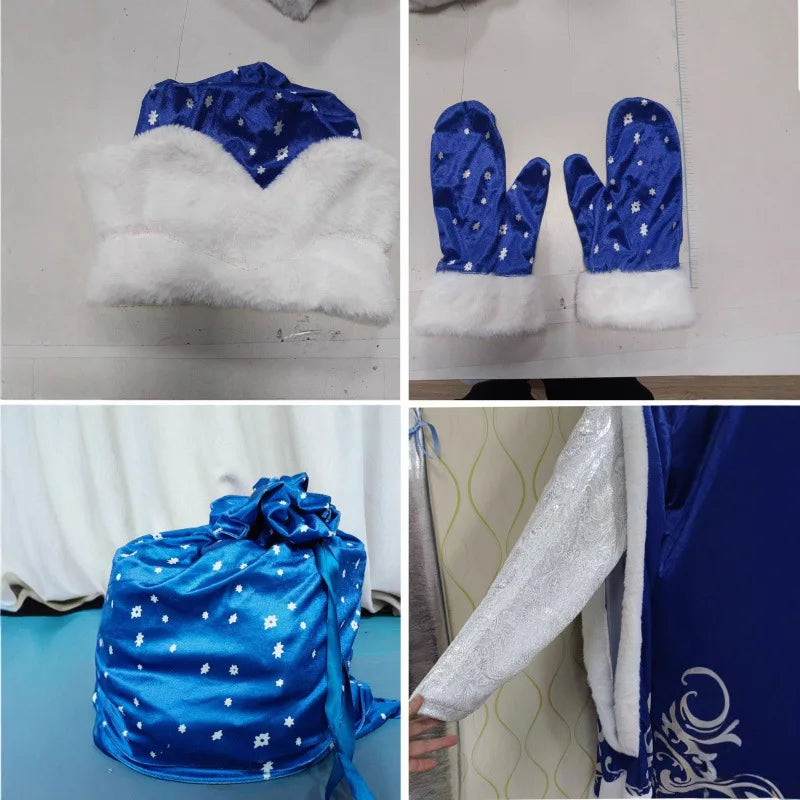 Costume Père Noël Bleu Accessoirisé Unique