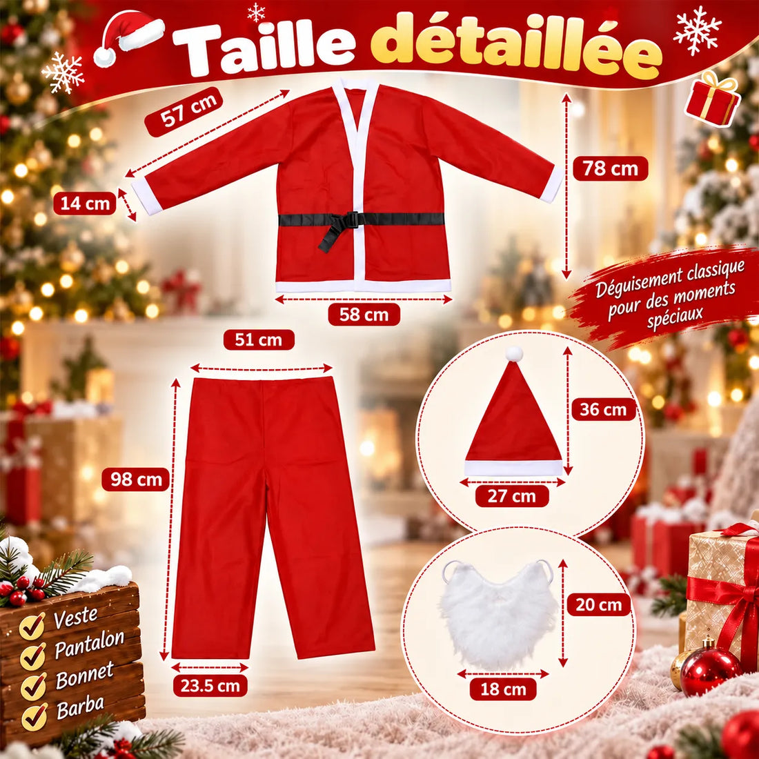 Costume Père Noël Confortable ensemble classe