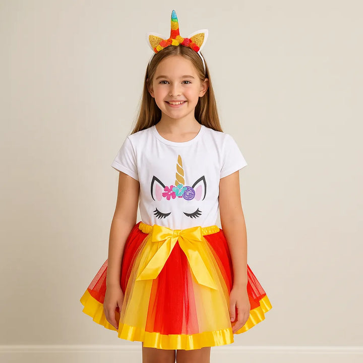 Costume Tutu Licorne Rouge et Jaune