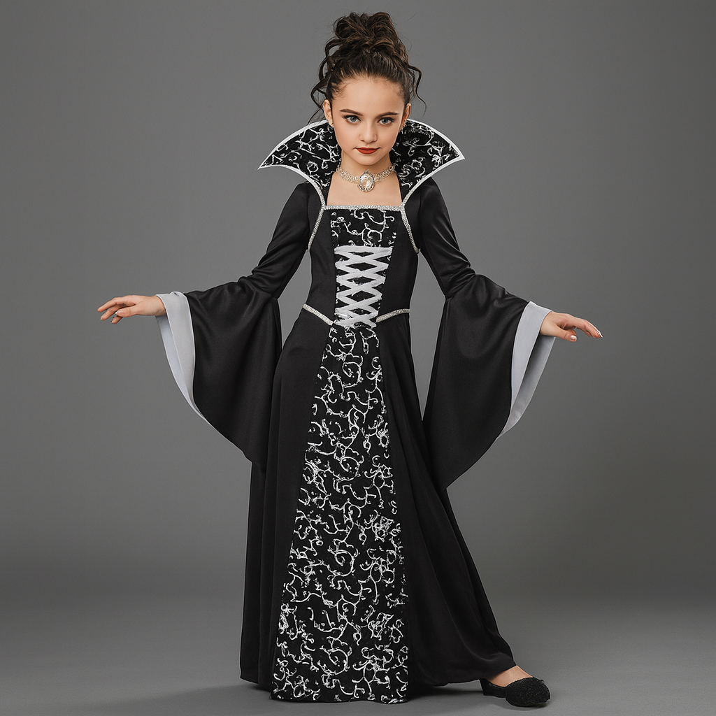 Costume Vampire Fille Noir et Blanc