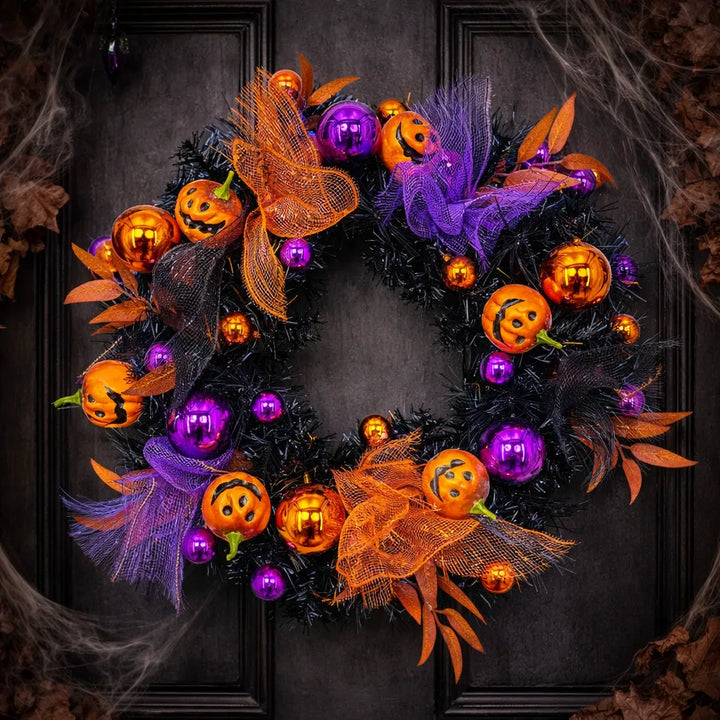 Couronne Citrouilles Orange et Violet