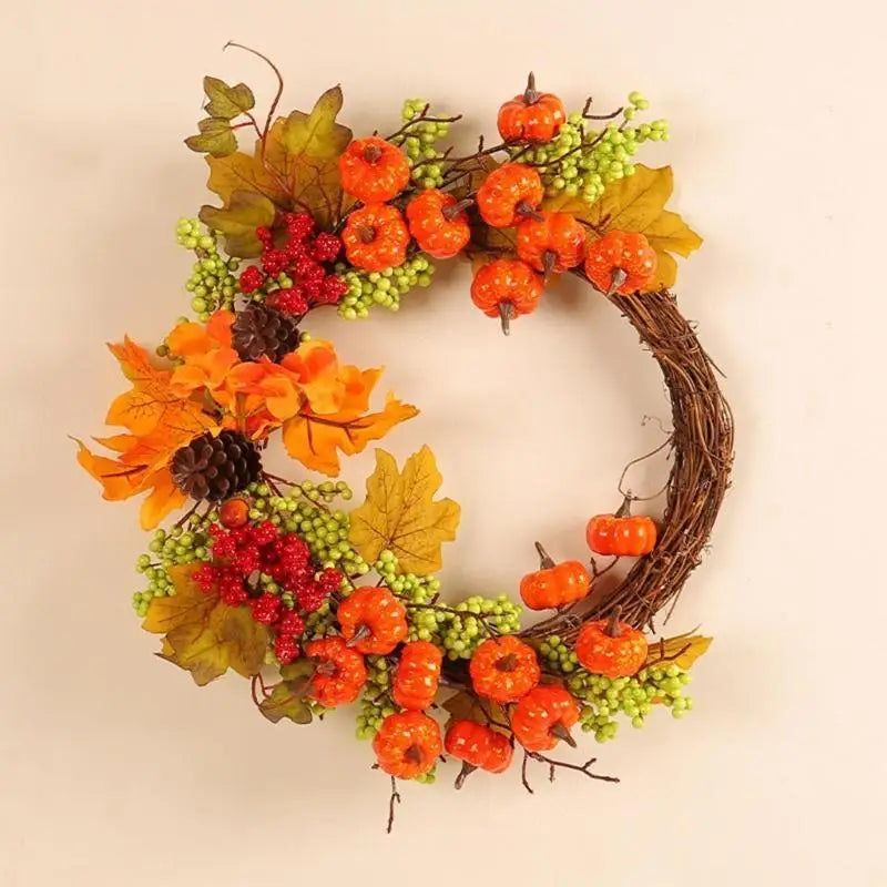 Couronne Feuilles de Citrouilles Maison