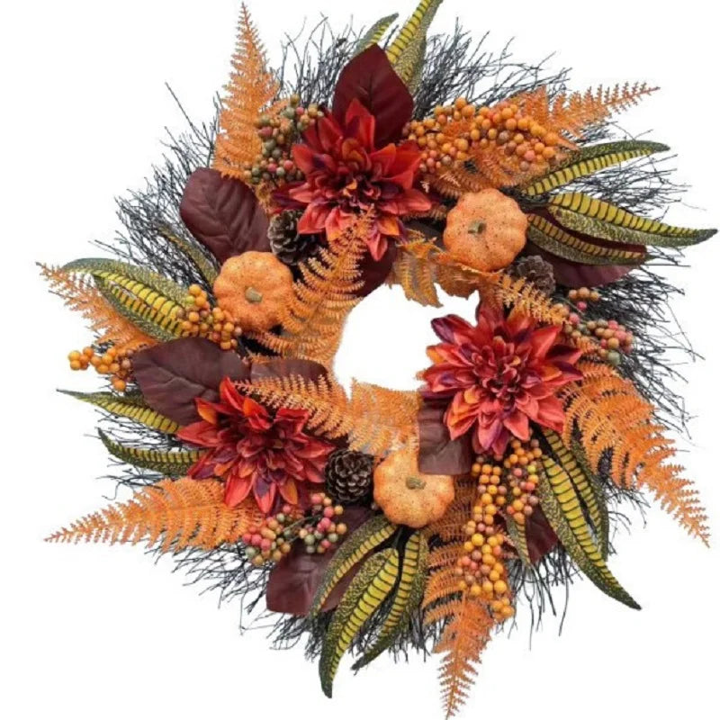 
Couronne de Feuilles Halloween Design Fleuri
