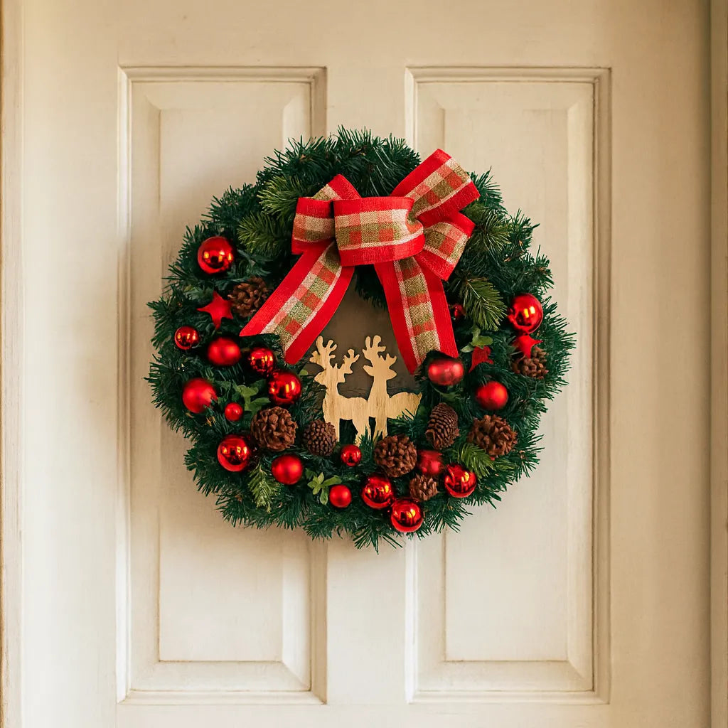Couronne de Noël à Boules Rouges