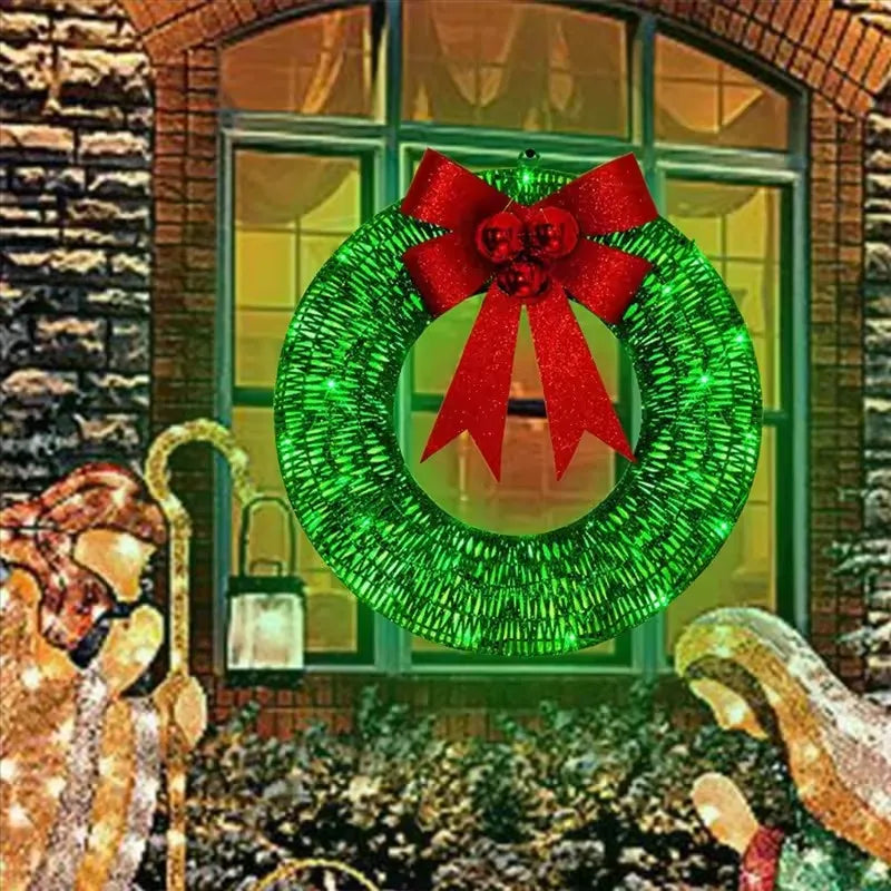 Couronne de Noël Lumineuse Verte Unique