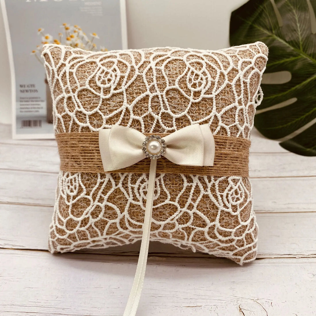 Coussin Alliance Boho en Jute Unique