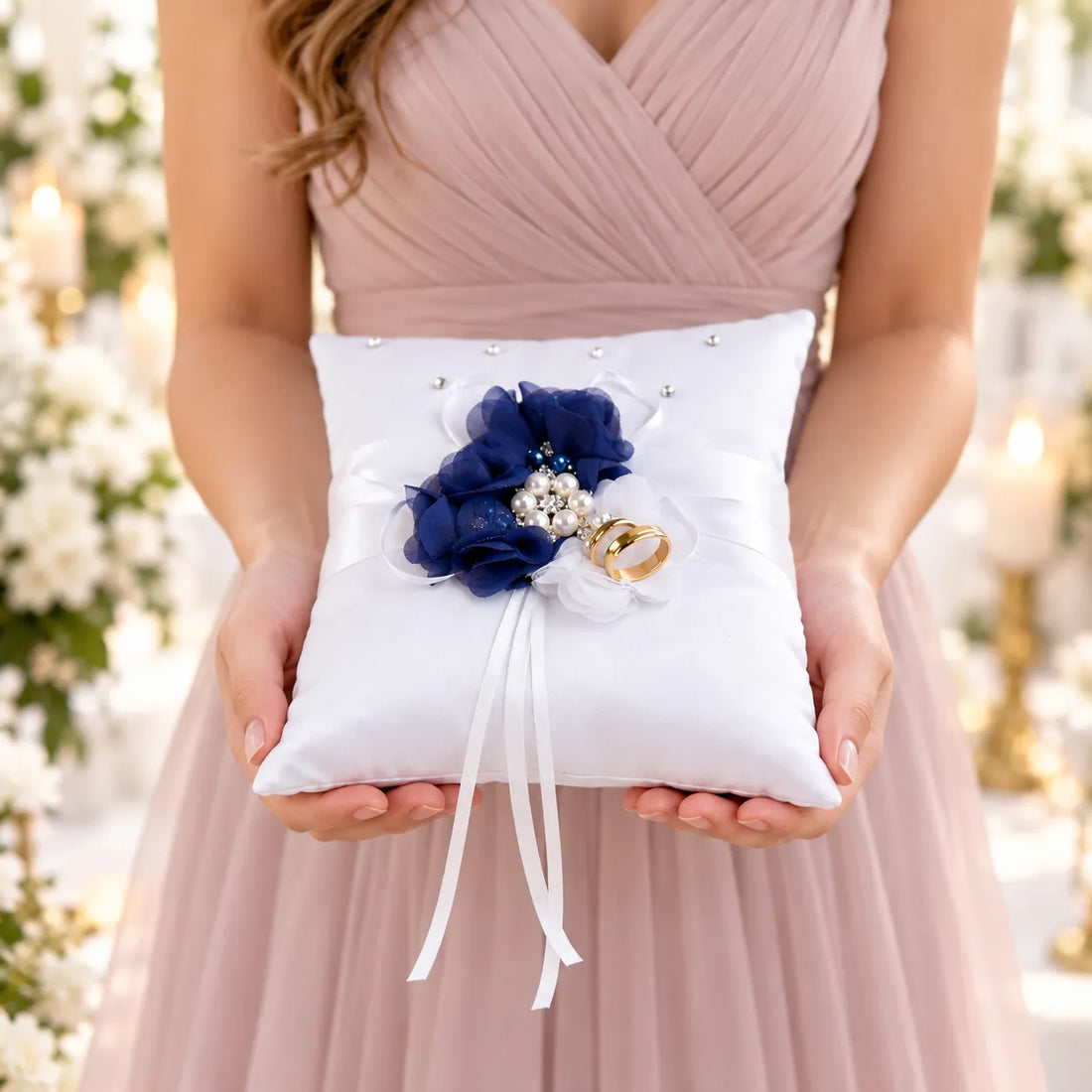 Coussin Alliance à Fleurs Bleues épuré