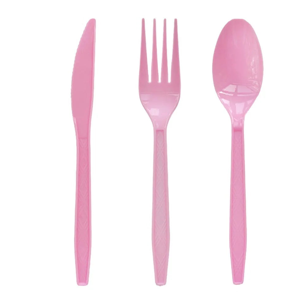 Couverts Jetables Roses