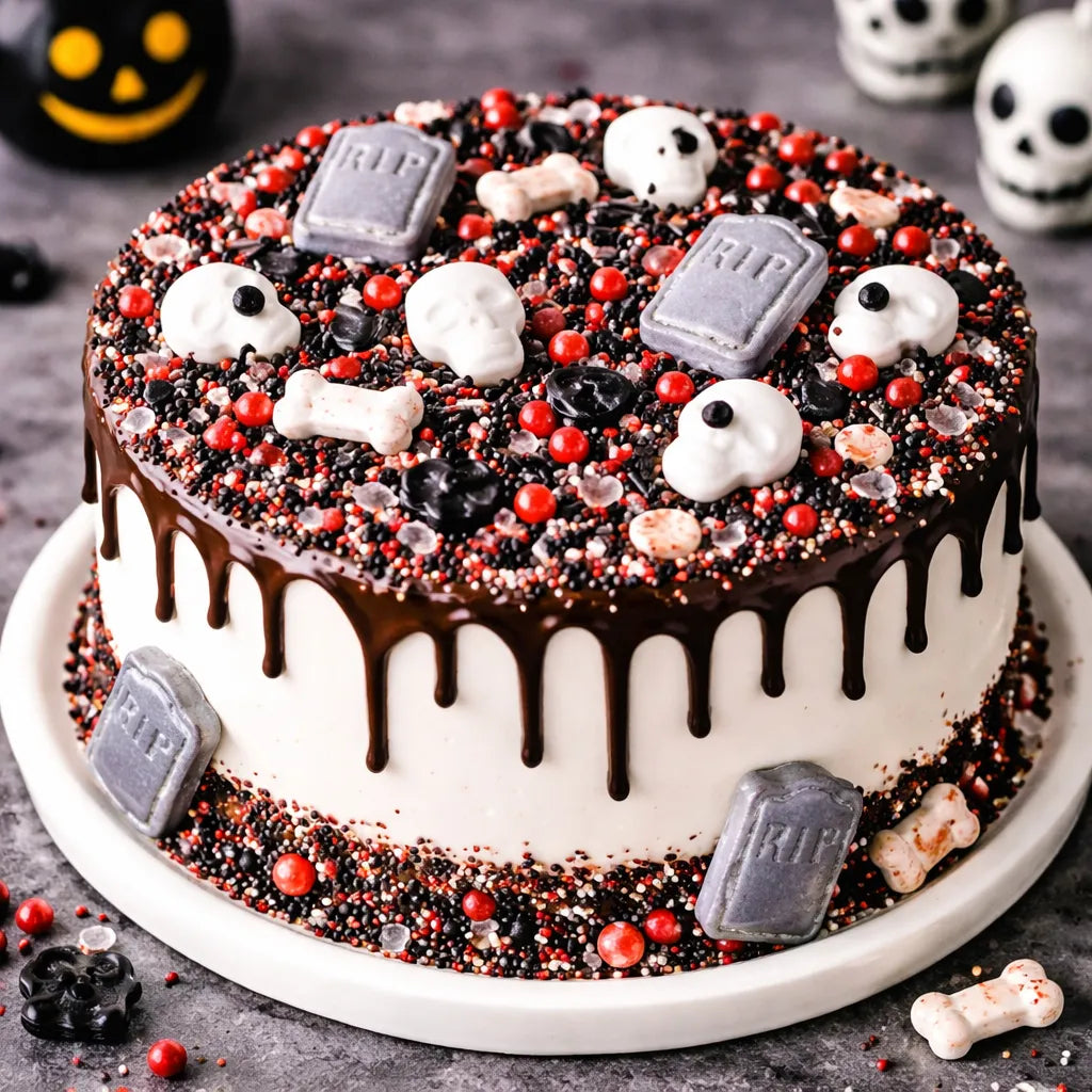 Déco Gâteau Sucre Cercueil et Crâne