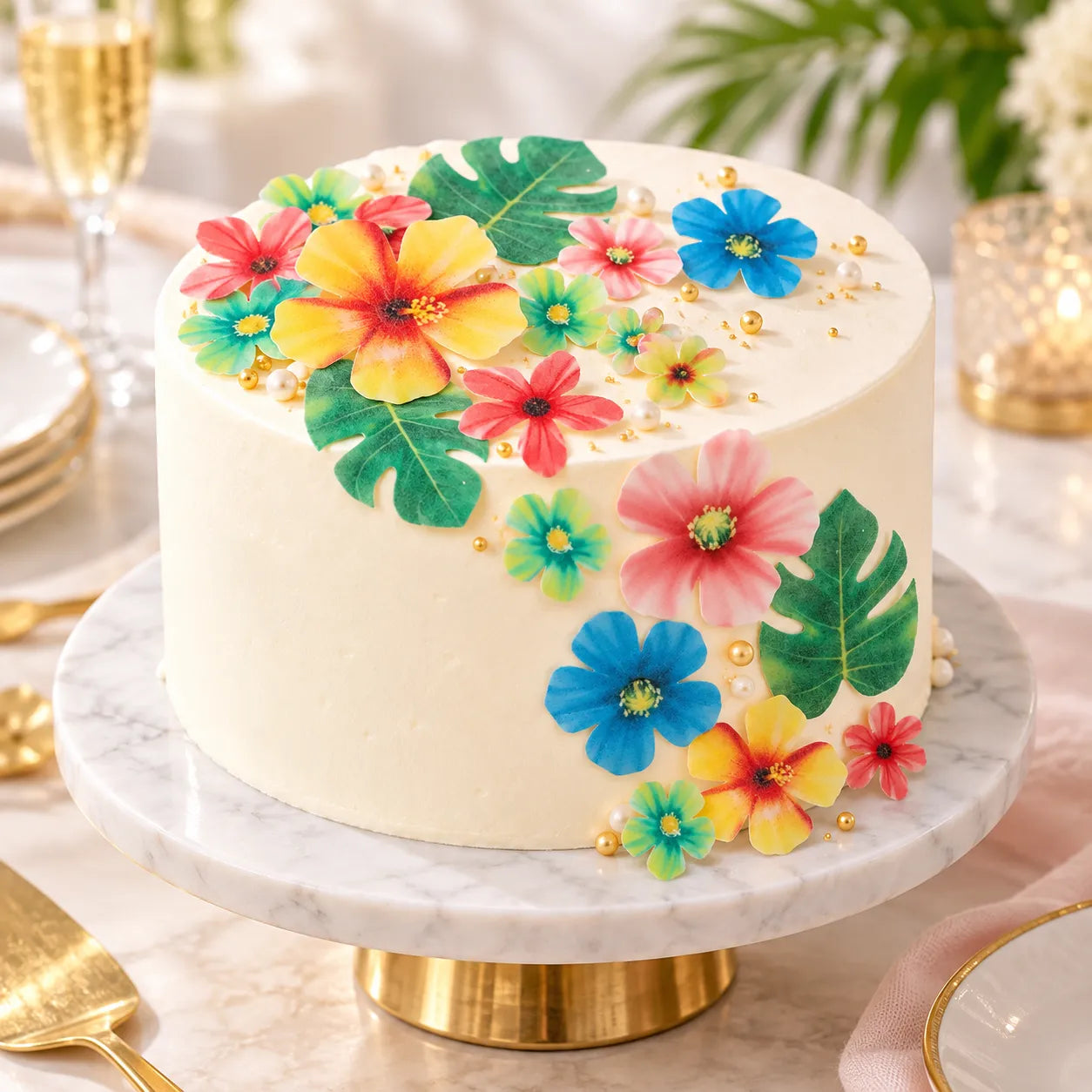 Déco Tropicales Comestibles pour Gâteau festif